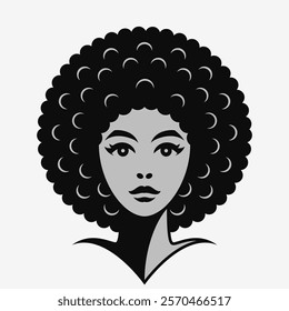 African American Women Logo. Afro Hairstyle. Vector illustration