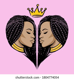 African American Women Queen Illustration Vector