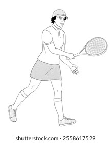 African American women in tennis uniform with tennis racket