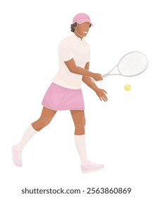 African American women in tennis uniform with tennis racket