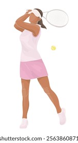 African American women in tennis uniform with tennis racket