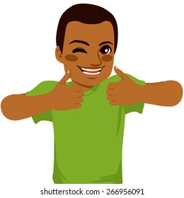 African American young man making positive thumbs up sign with both hands