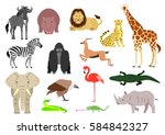 African animal element set on white background