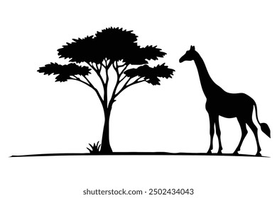 Ilustración vectorial de siluetas de jirafa animal africana.