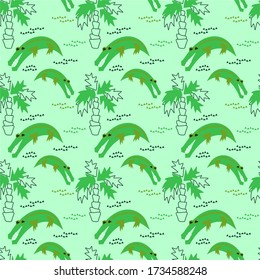 African animal seamless pattern. Crocodile background for children's textiles, Wallpaper and other surfaces