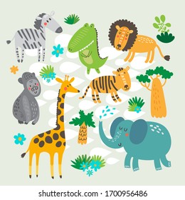 African Animal Set Vector Illustration Stock Vector (Royalty Free ...