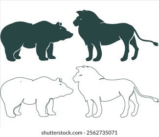 African animal silhouettes set on a white background.