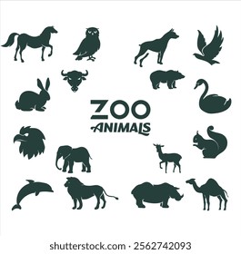 African animal silhouettes set on a white background.