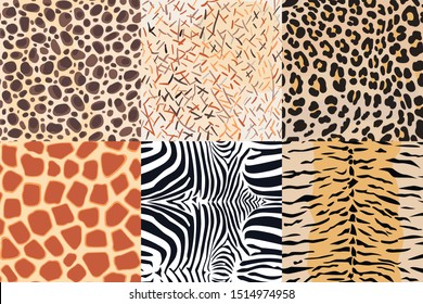 African animal skin collection. Seamless pattern, fashionable textile print, vector wallpaper.