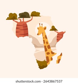 African Animal Wildlife Giraffe Illustration
