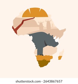 African Animal Wildlife Rhino Illustration