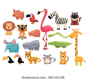 African Animals big set. Vector Illustration Collection