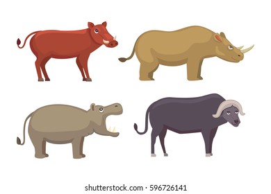 African animals cartoon vector set.