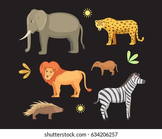African animals cartoon vector set.