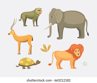 African animals cartoon vector set.