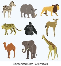 African animals cartoon vector set.