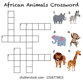 African Animals crossword background illustration