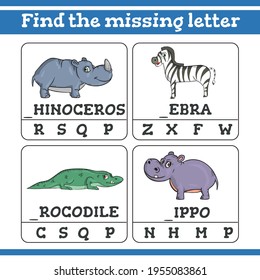 Animales africanos encuentran juego de cartas faltante para niños de preescolar