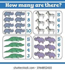 African animals How many are there? Counting Game for Preschool Children. Count how many Educational a mathematical game. 