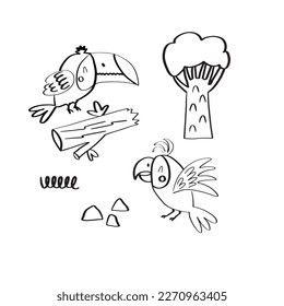 African animals illustration for baby t-shirt, baby clothes, baby shower party invitation. Simple childish summer design in doodle style