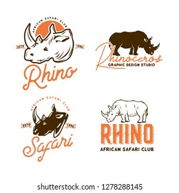 African animals labels isolated on white.Vector illustration.