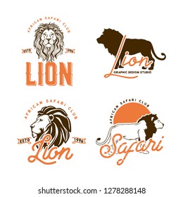 African animals labels isolated on white.Vector illustration.