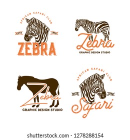 African animals labels isolated on white.Vector illustration.