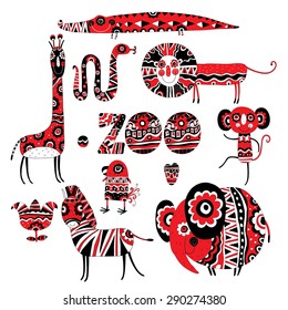 African animals on a white background.