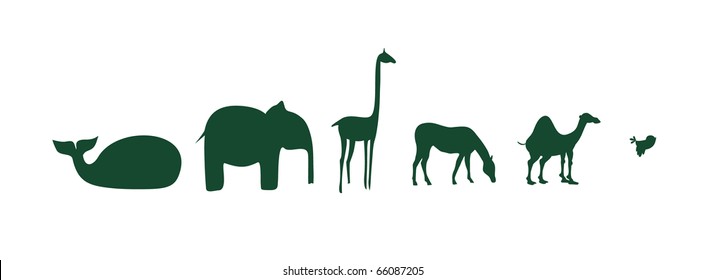 African animals on a white background