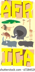 African animals poster colorful vector illustration