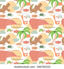 African animals seamless pattern 