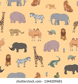 African animals seamless vector pattern