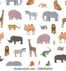 African animals seamless vector pattern