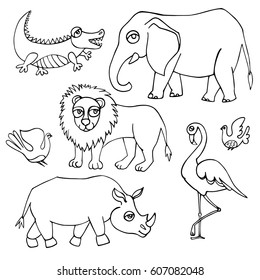 African Animals Set Vector Illustration Stock Vector (Royalty Free ...