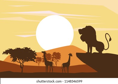 African animals silhouettes