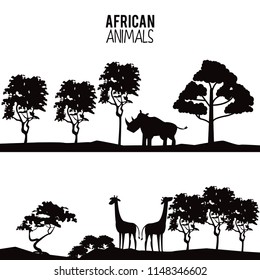 African animals silhouettes