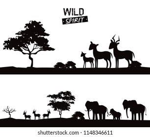 African animals silhouettes