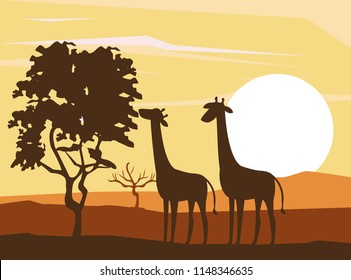 African animals silhouettes
