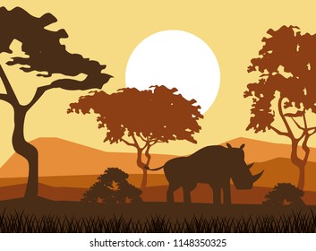 African animals silhouettes