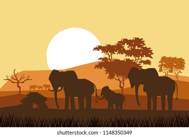 African animals silhouettes