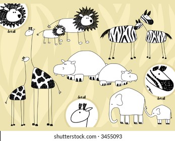 African animals and their offspring