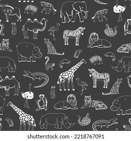 African animals vector seamless pattern.