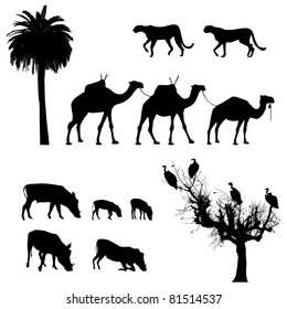 African animals, vector silhouettes