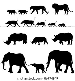 African animals, vector silhouettes