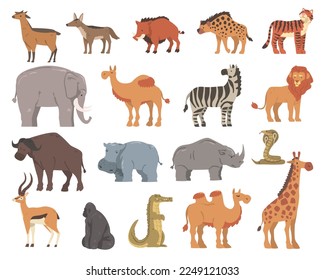 African Animals and Wild Mammal from Savannah Big Vector Set