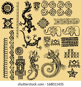 African animals.African Seth. African infographics Tribal set