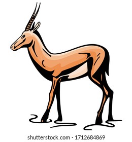African Antelope Gazelle Cartoon Animal Vector Illustration