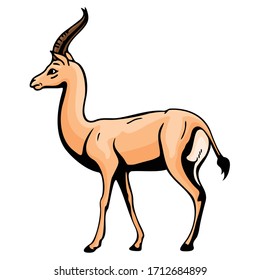 African Antelope Gazelle impala Cartoon Animal Vector Illustration