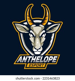 African antelope impala mascot logo design. Antelope head sport logo