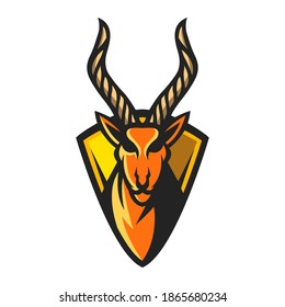 African antelope mascot logo design vector. Antelope head vector design illustration.